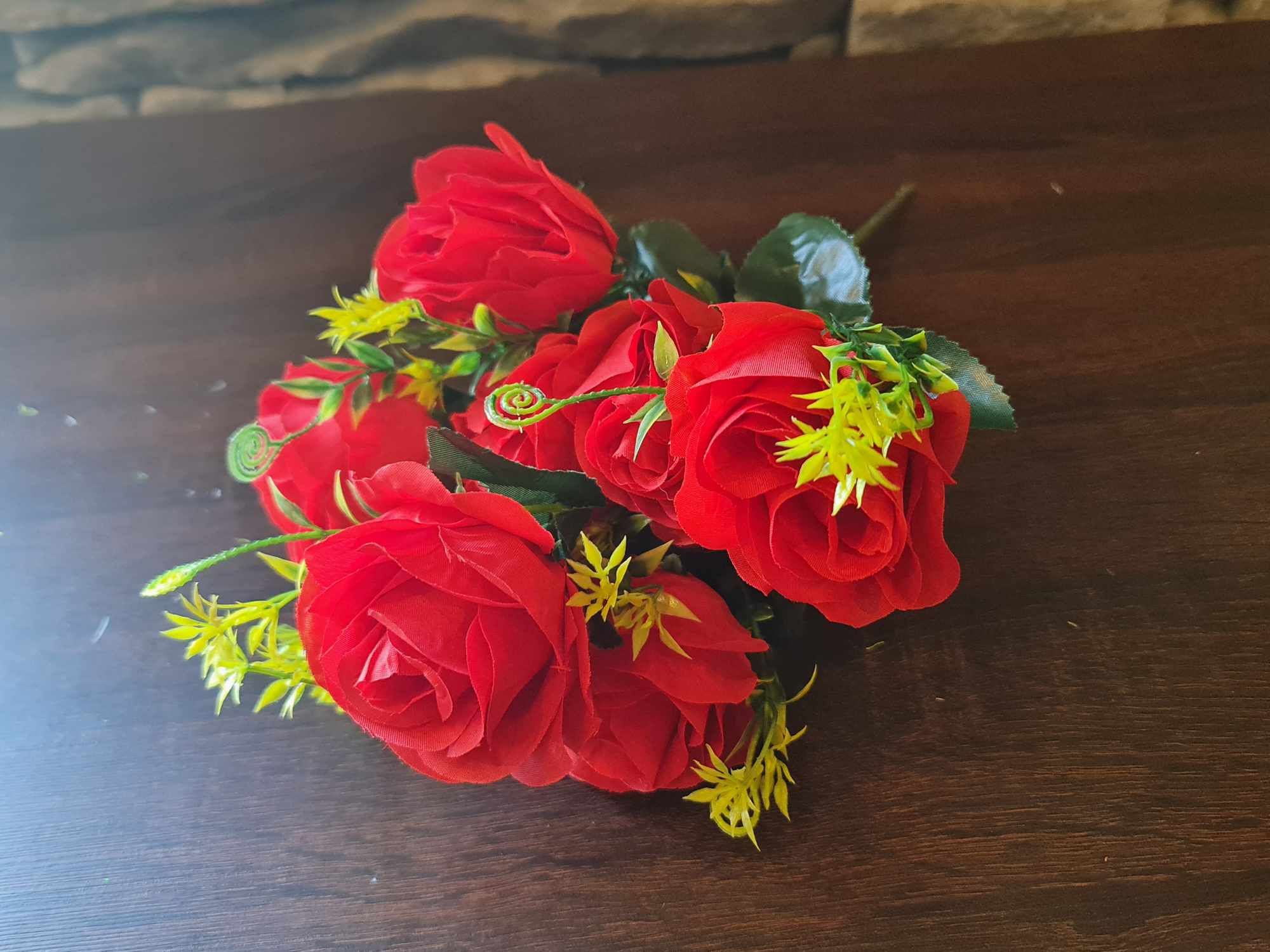 Bukiet sztucznych kwiatów czerwone 38cm 48TKNKW