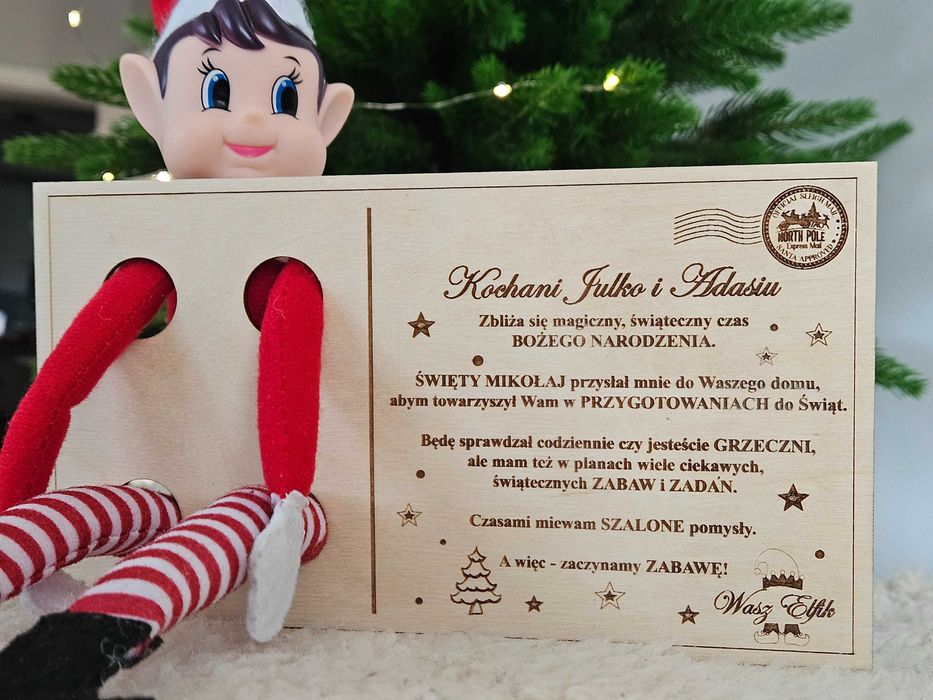 Elf psotnik figlarz figurka do zabawy adwentowej akcesoria elfa