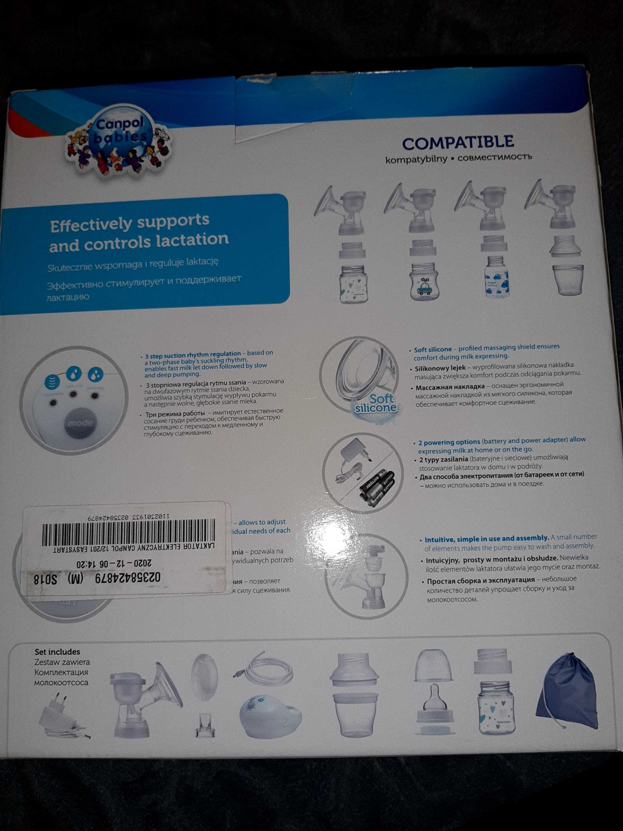 Laktator elektryczny Canpol Babies Easy Start. GRATIS 8 pojemników.