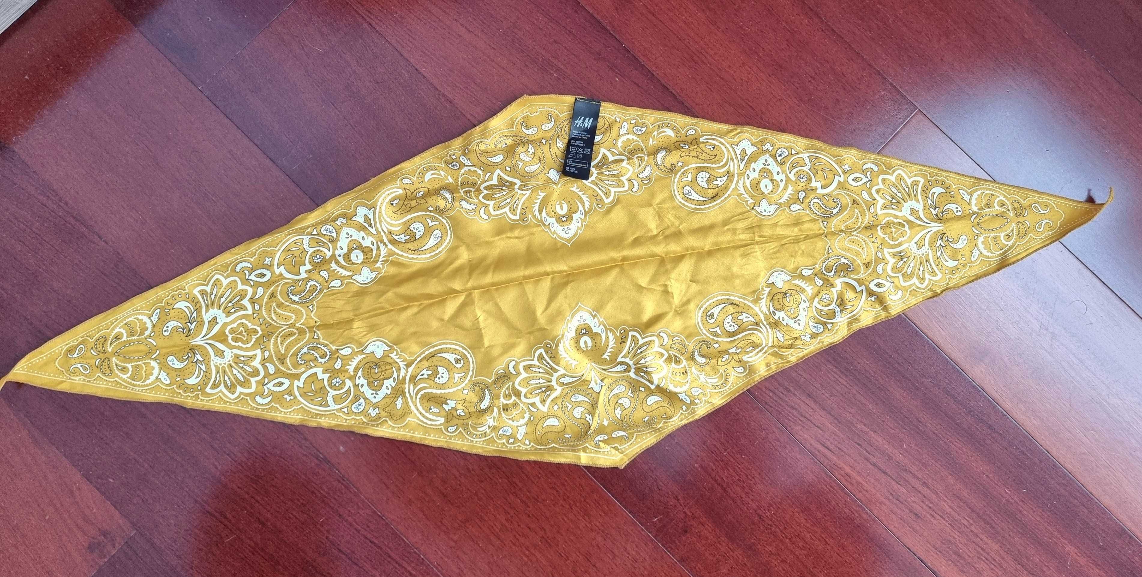 Lenço para o cabelo/ bandana amarela torrada com padrão H&M