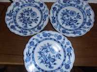 MEISSEN (1885/1934)- 3 pratos azuis cebola,21 cm- excelentes