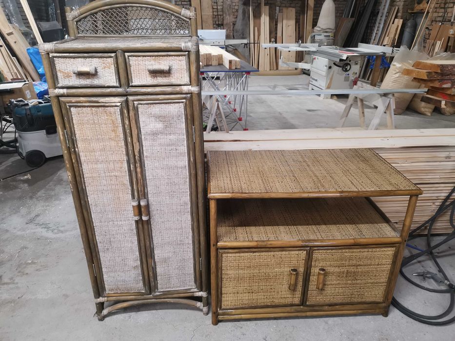 2 rattanowe szafki – boho, retro, do altany / sypialni - tanio!