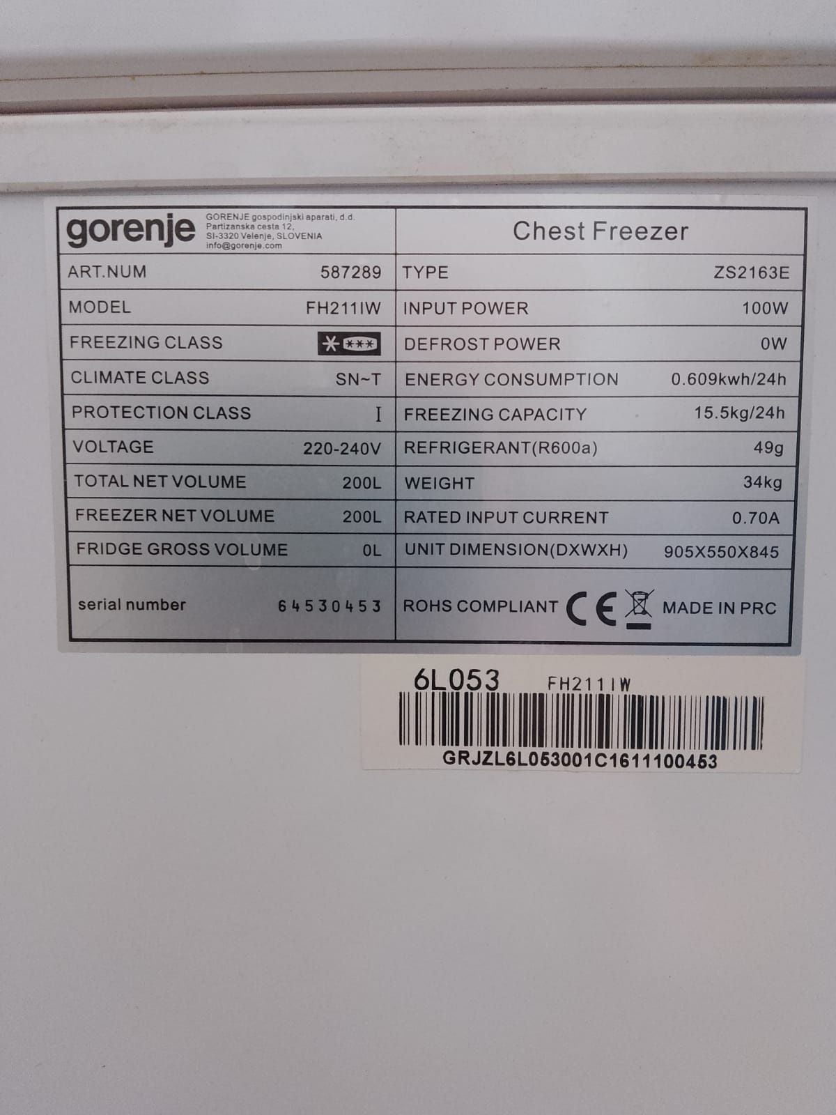 Zamrażarka skrzyniowa Gorenje