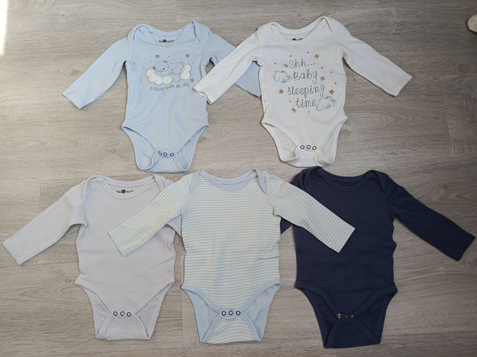 Zestaw 5 pięciu body z długim rękawem różne kolory Pepco 74 cm 6-9 msc