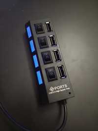 USB хаб Digital 4 порта із підсвіткою і вимикачами