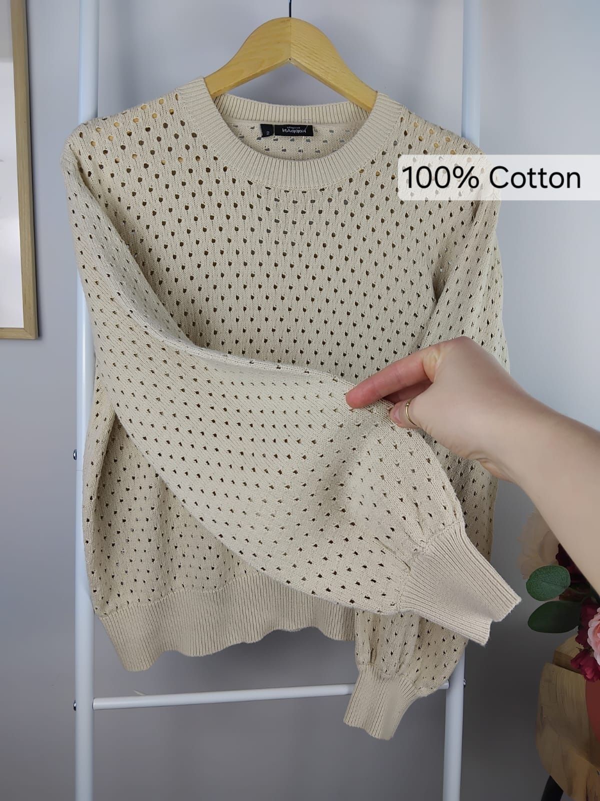 Bawełniany sweter ażurowy Kapphl 100% bawełna narzutka na lato boho S