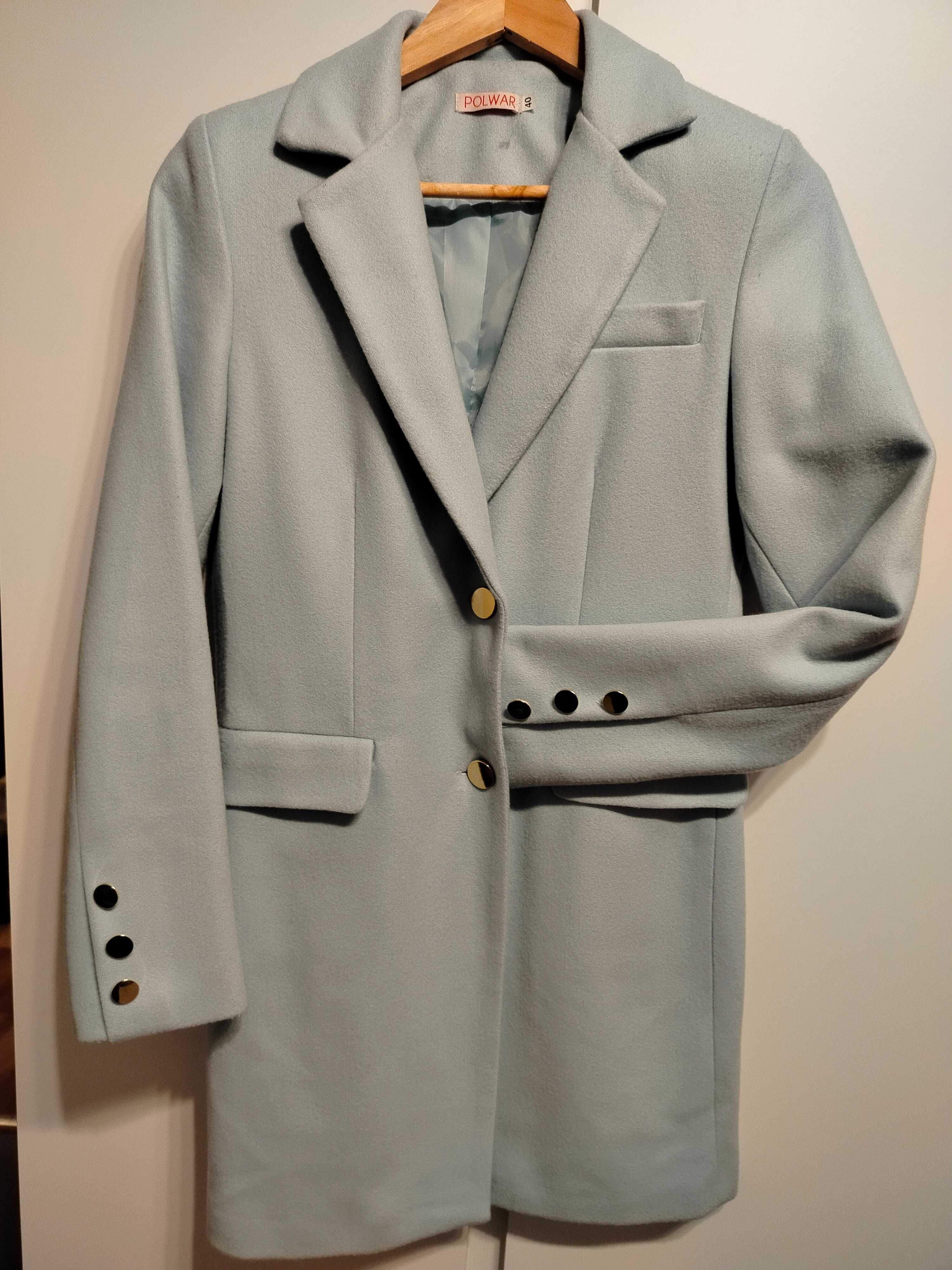 Płaszcz wiosenny Polwar 38 S/M jasnobłękitny baby blue