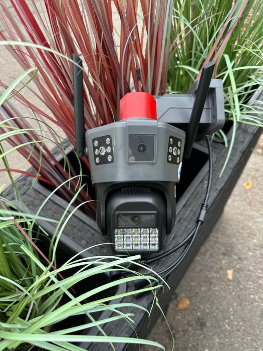 Камера 4G сим карта gsm видеонаблюдения поворотная двойная PTZ V380