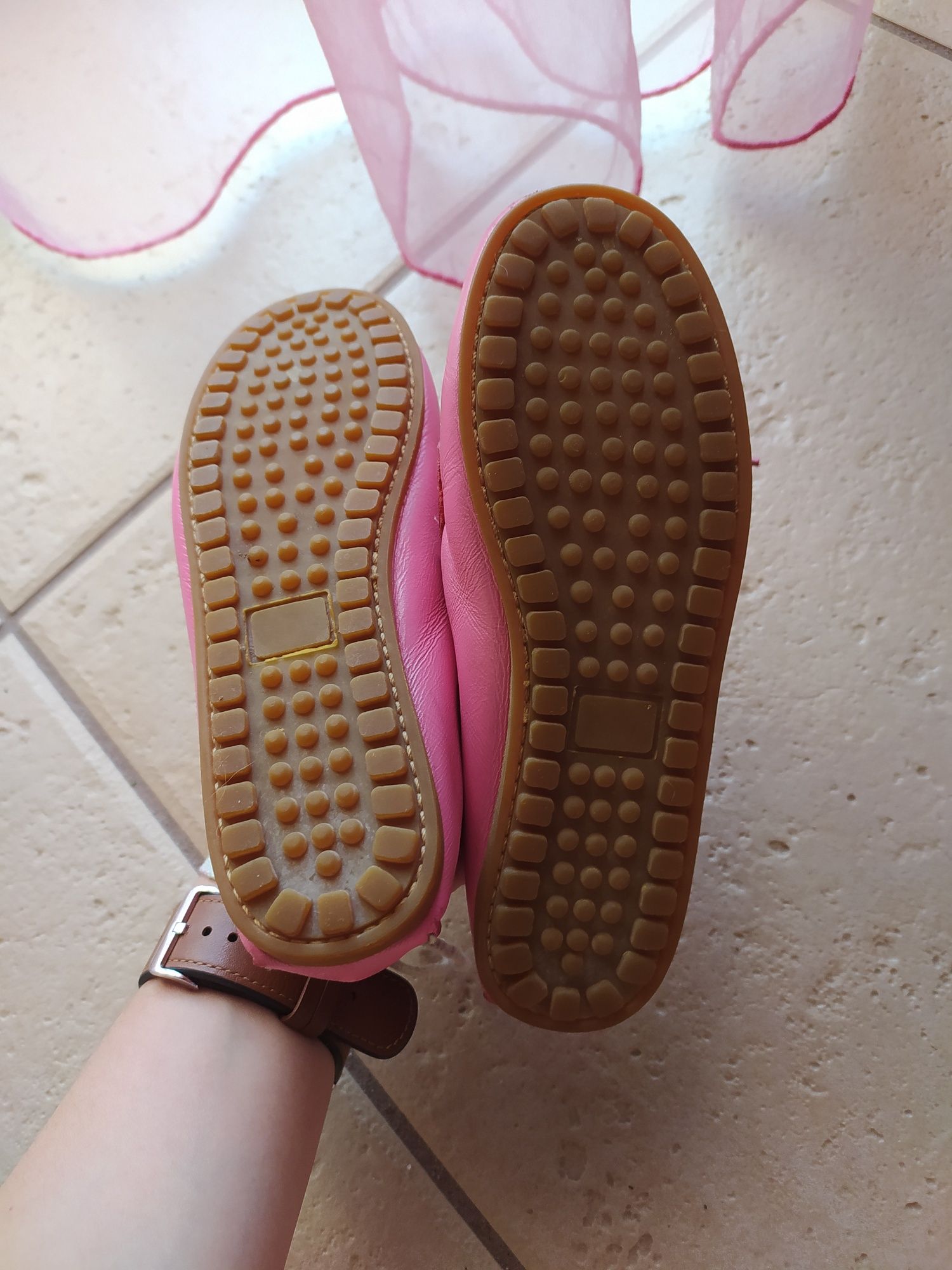 Sapatos Vela em pele cor de rosa par criança