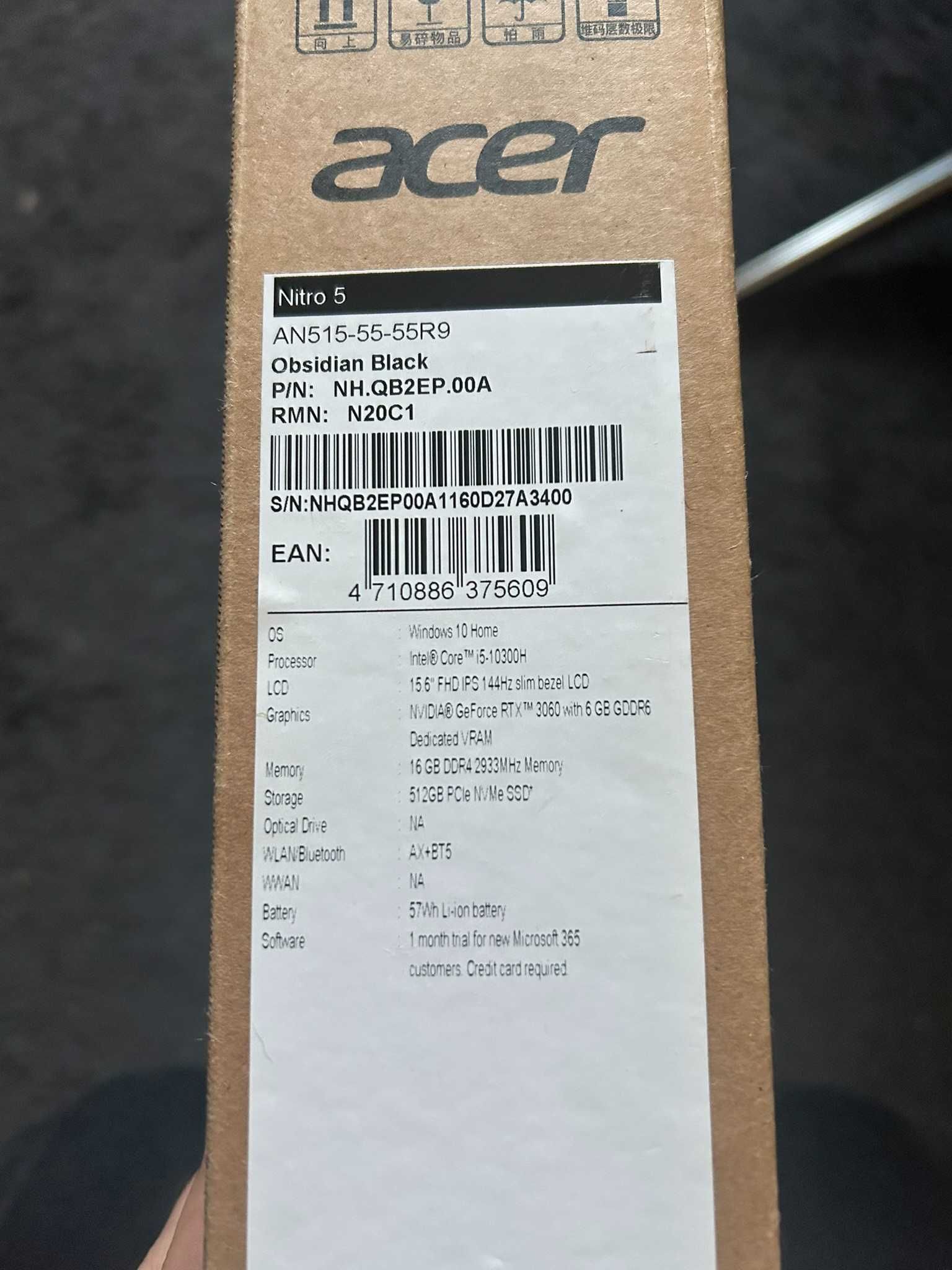 Laptop acer nitro 5 AN515-55 I5-10300H 16GB 512GB RTX3060 na Gwarancji
