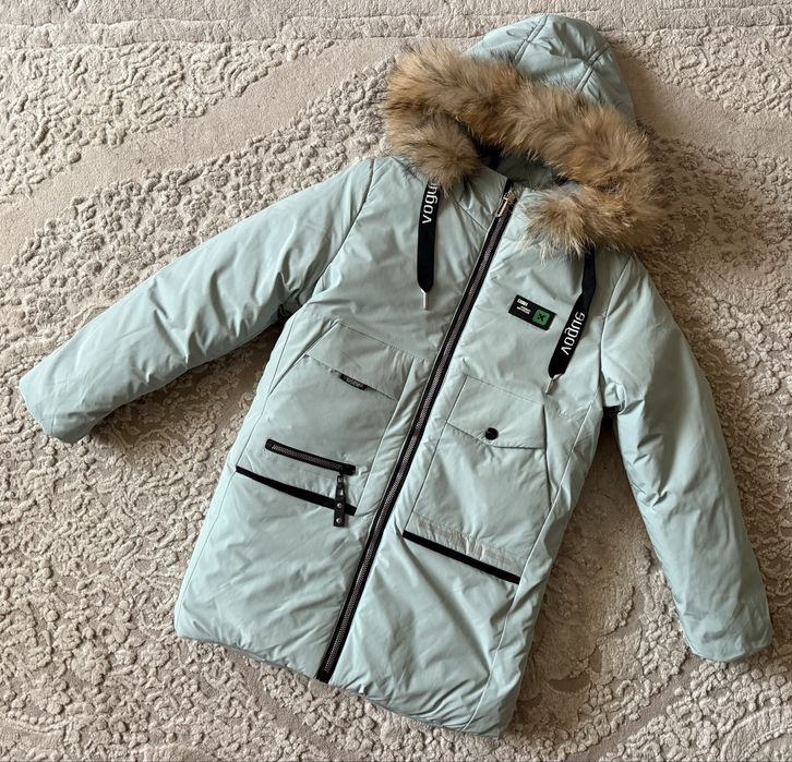 Зимова подовжена курка пальто на дівчинку 134-152