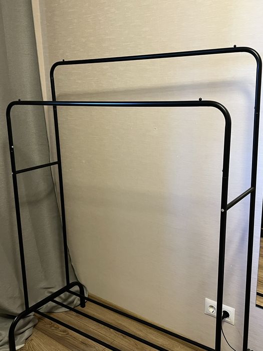 Двойная стальная стойка для вещей и обуви с полкой