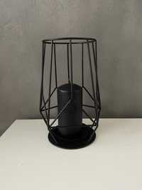 Ikea Parlband czarny geometryczny lampion swiecznik loft