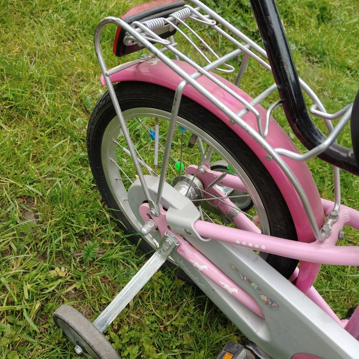 Rowerek puky 16 cali puky pony różowy boczne kółka bagażnik aluminiowy