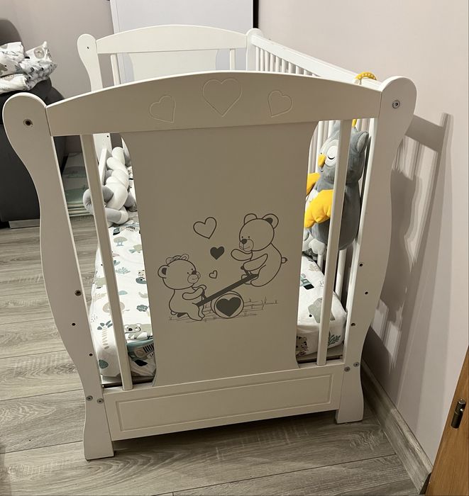 Drewniane łóżeczko/tapczan z szufladą MIKI białe 120x60cm