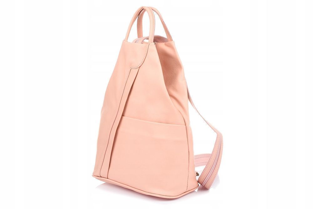 Różowy Vera Pelle włoski Plecak Skórzany damski plecaczek do pracy