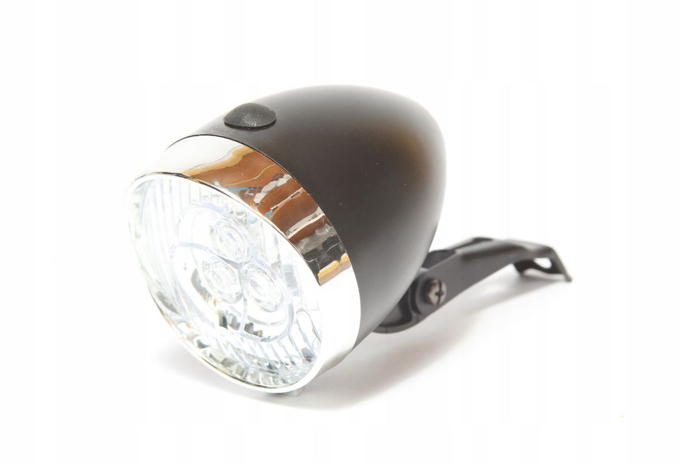 Lampka rowerowa przód LED retro na baterie lampa uchwyt zaczep widelec