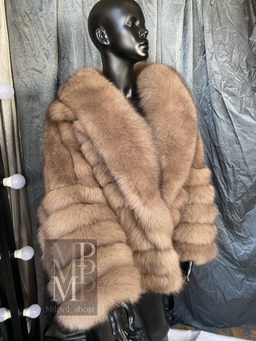 Шикарная песцовая шуба автоледи в окрасе светлый соболь, 42-56 размеры