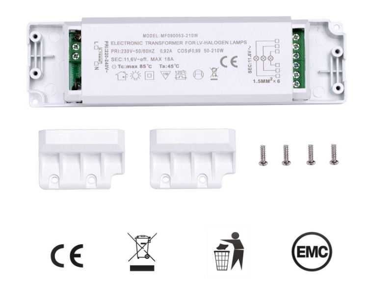 Transformator elektroniczny, zasilacz 230V/12V AC 50-210W Yafido