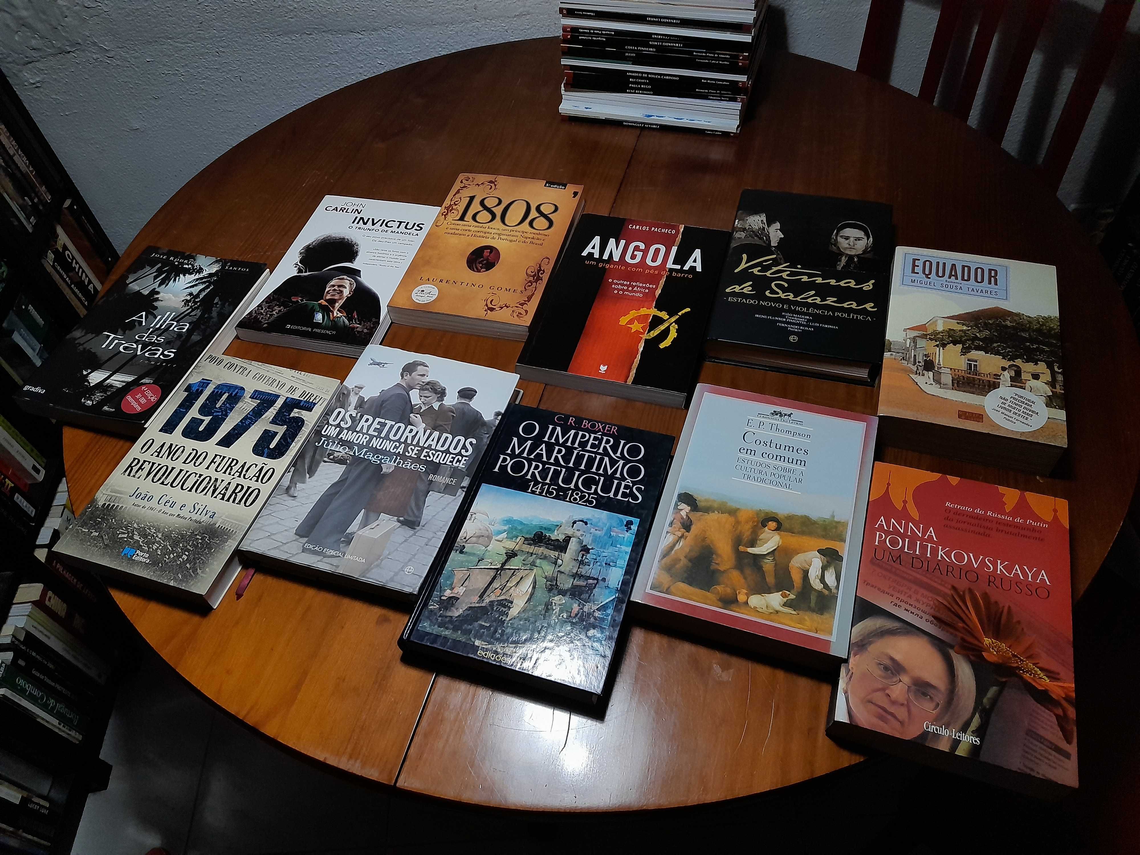 Lote de livros de história, sociologia, politica e romances.