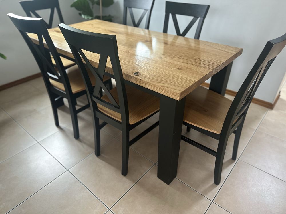 OKAZJA Nowy stół lity dębowy 160x80 cm metalowe nogi loft industrial