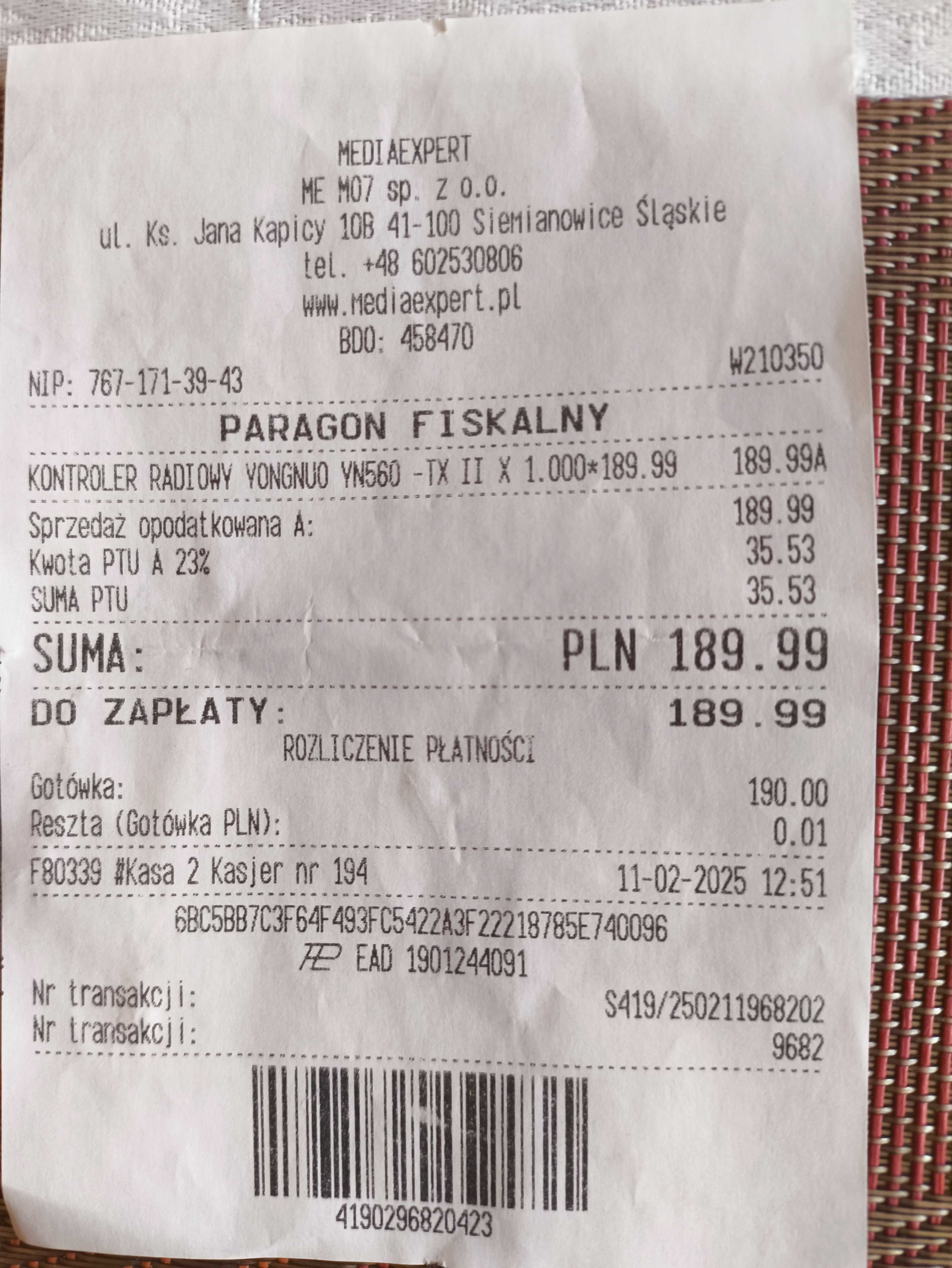 Wyzwalacz radiowy lampy błyskowej na stopkę Canona YN 560 TX-II