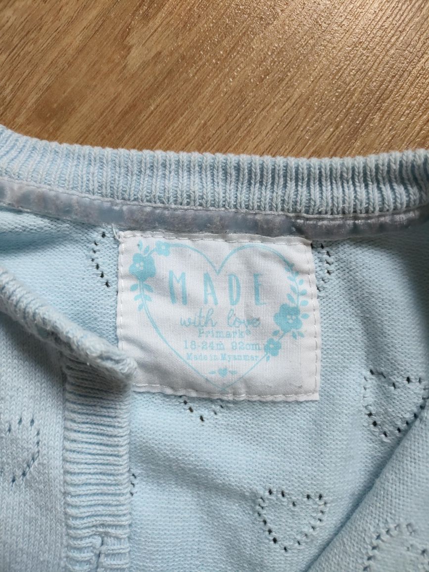 Sweterek ażurowy niebieski dziecko niemowlę dziewczynka 92 Primark