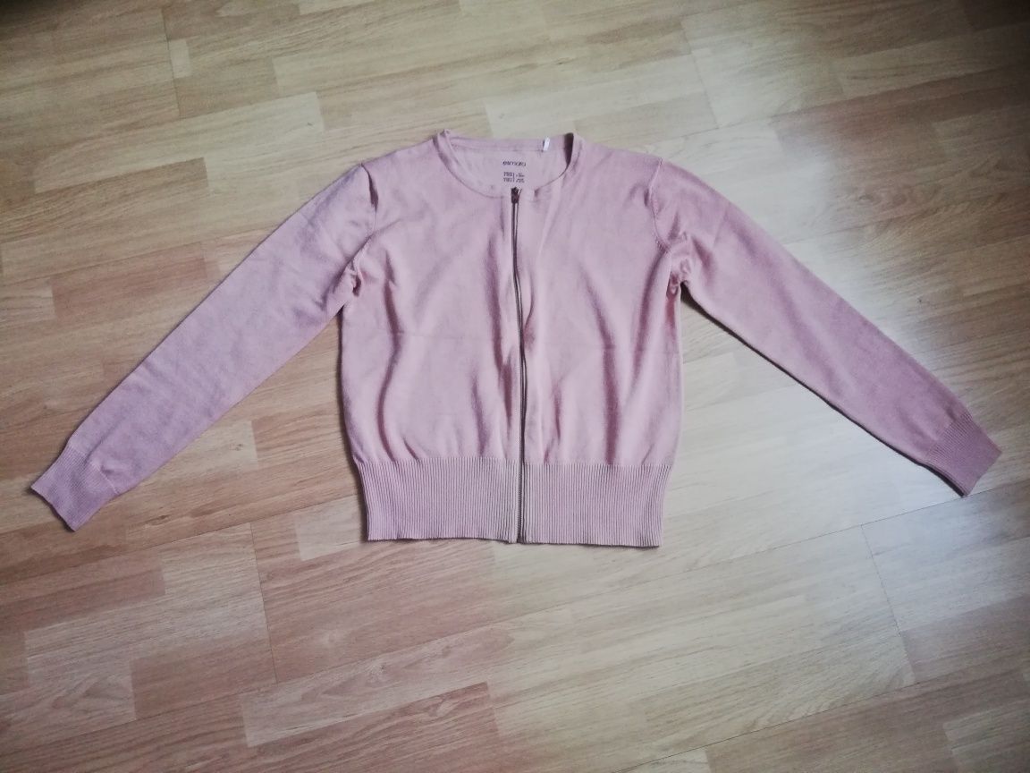 Sweter zapinany na zamek S M 36 38 brudny róż krótki kardigan bomber