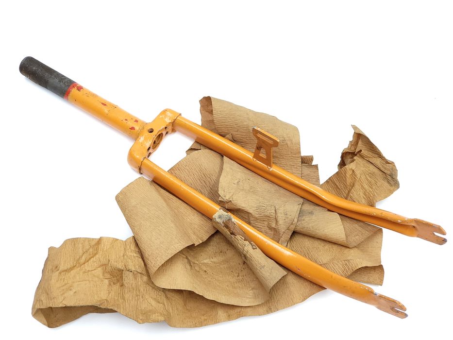 NOWY Widelec Romet Alka 24 cale żółte morelowe widełki