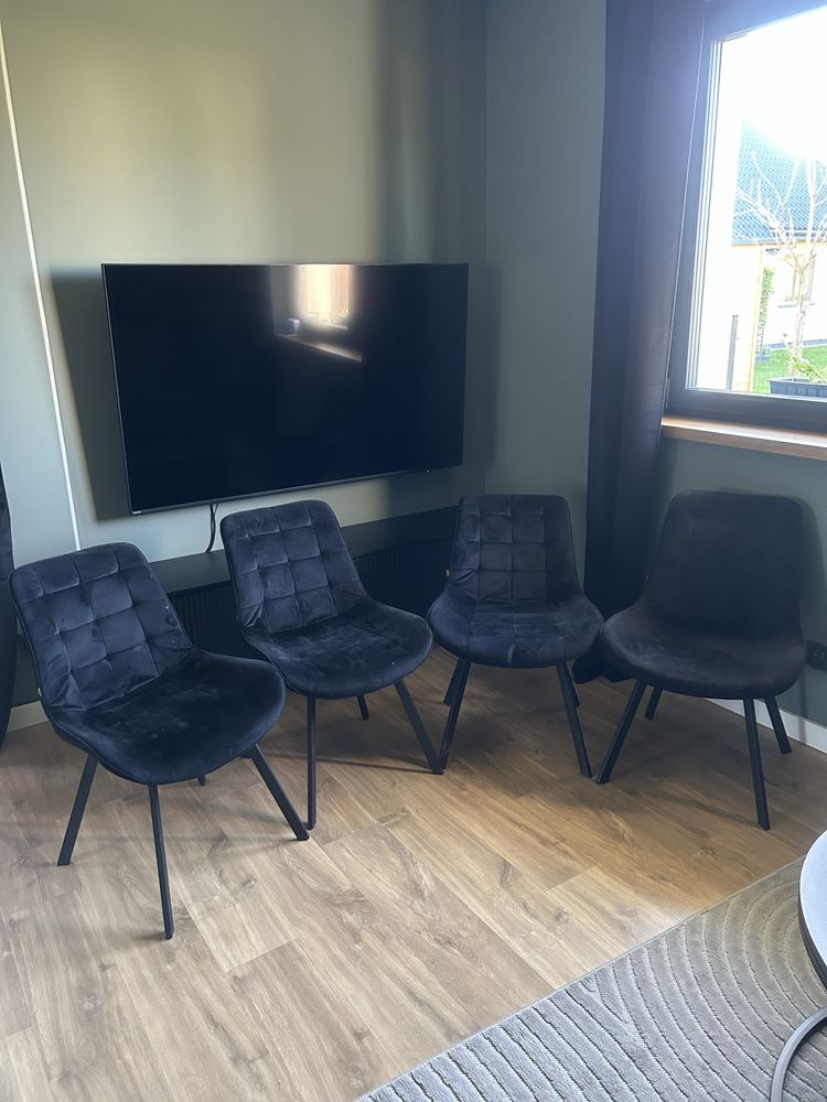 4x krzesla czarny weleur