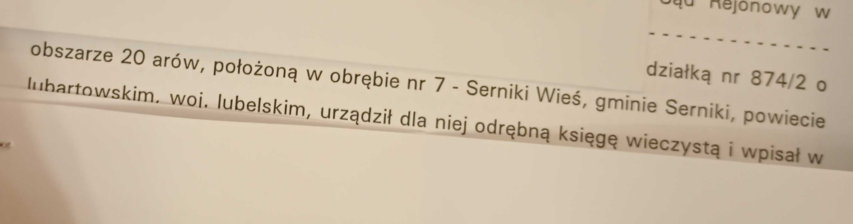 Sprzedam działkę budowlaną w Sernikach.