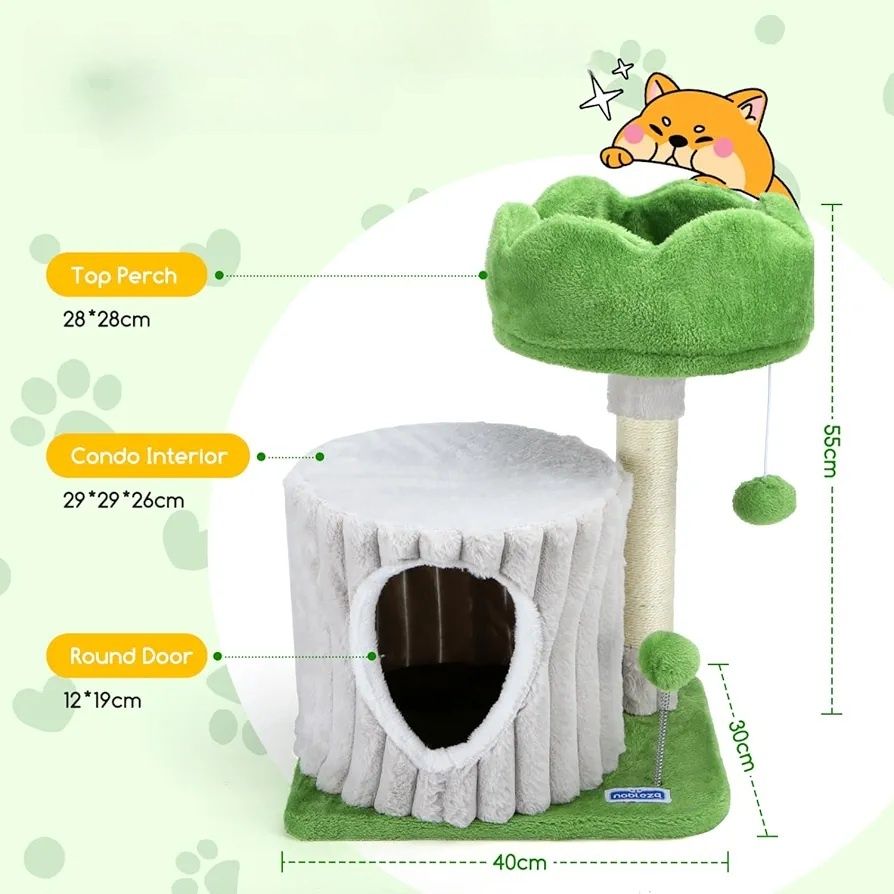 Arranhador para gato - verde e cinzento