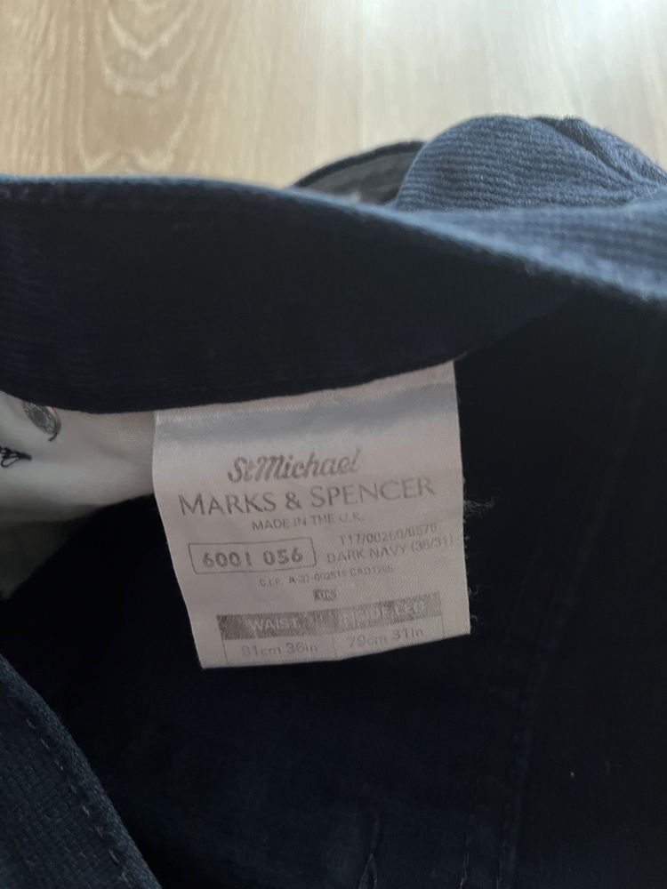 Eleganckie męskie, granatowe spodnie Marks&Spencer-100%bawełna