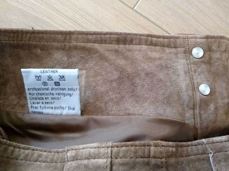 Spodnie skórzane brązowe damskie Vero Moda 36/S 38/M 100% skóra