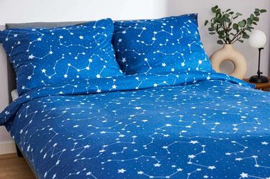 NOWY komplet pościeli Smukee Home 160x200 niebieska w gwiazdy kosmos
