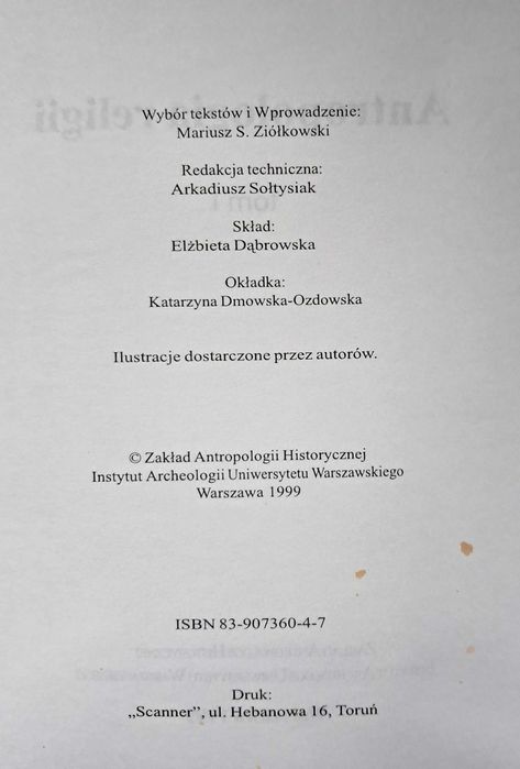 Antropologia religii , wybór esejów