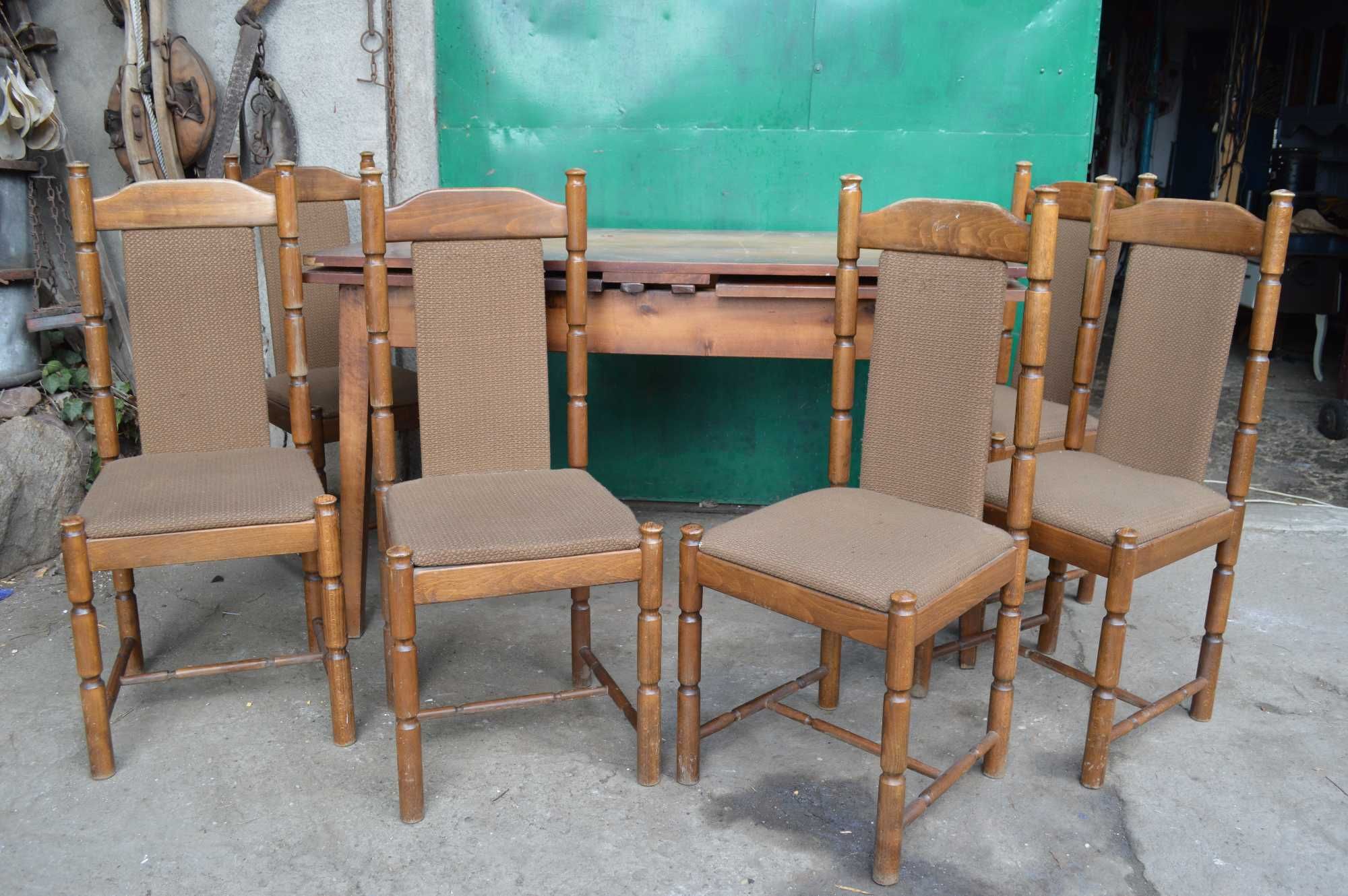 stół z krzesłami prl retro vintage stare meble