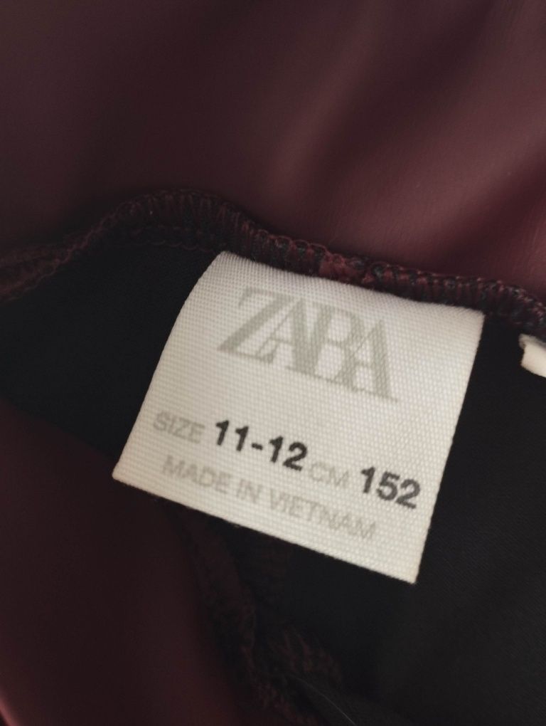 Zara legginsy eko skóra bordo bordowe 146 152