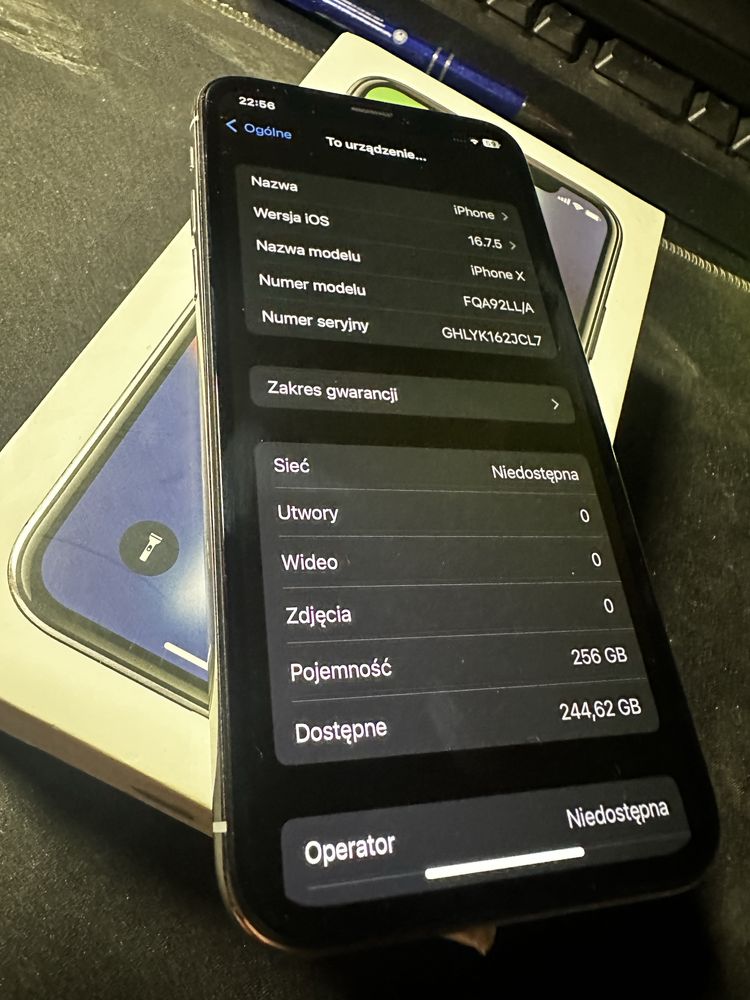 Iphone X biały 256gb 100% bateria jak nowy