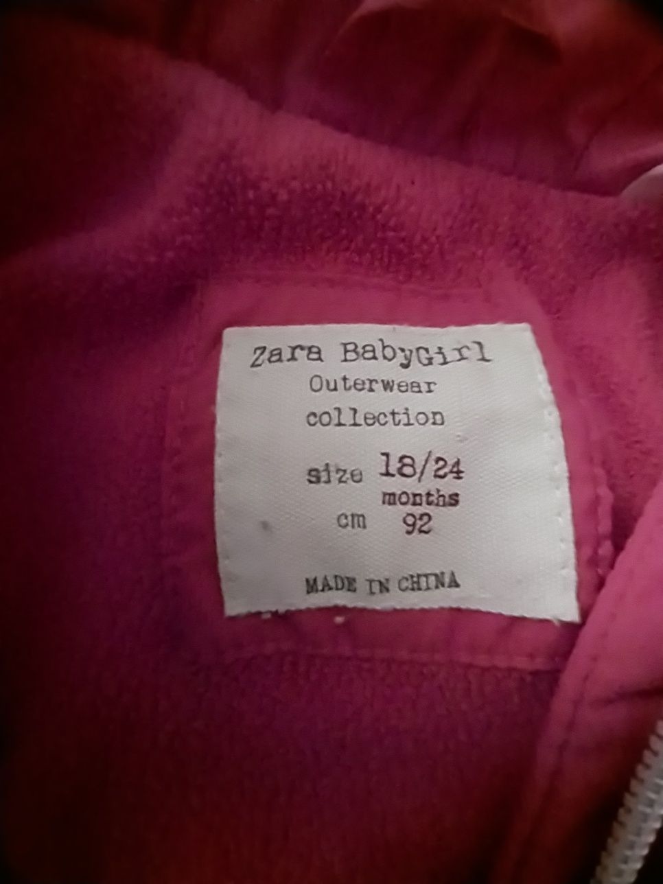 Zara Baby Girl kurtka wiosenna r.86 przejściowa na polarku r.92(18-24