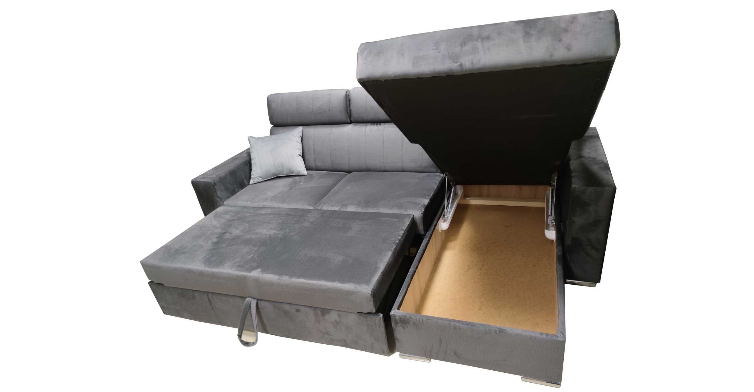 Narożnik Sofa Bristol Sprężyna, gąbka HR, Automat, Pojemnik