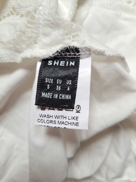 Nowy biały koronkowy top croptop 36,S Shein