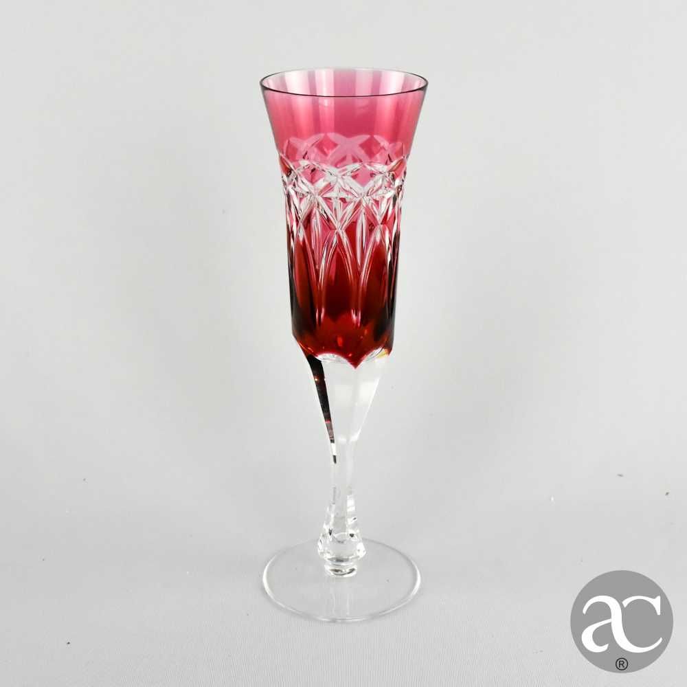 Conjunto de 6 flutes em Cristal colorido estilo Saint Lambert