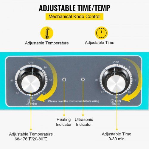 3L Controle de botão Limpador ultrassônico digital 40kHz Limpador