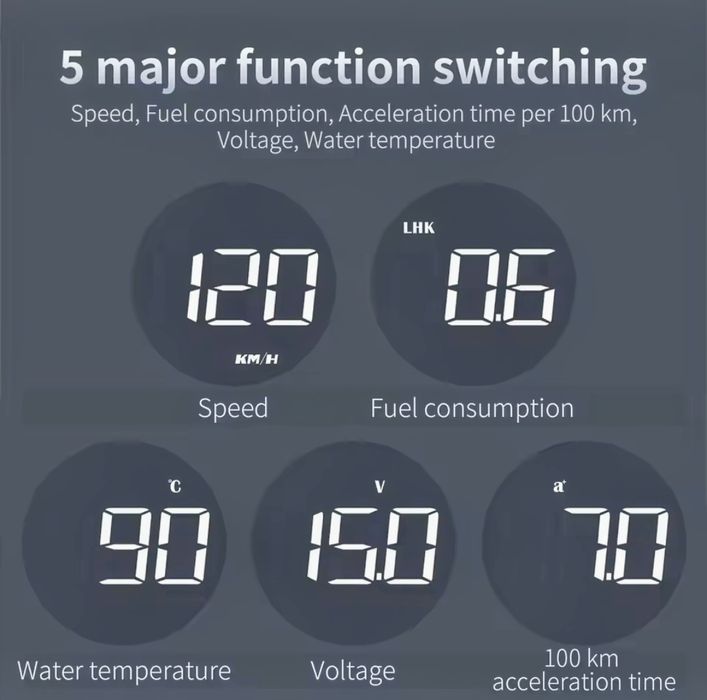 Автодисплей OBD 2 спидометр, температура, вольтаж аккумулятора