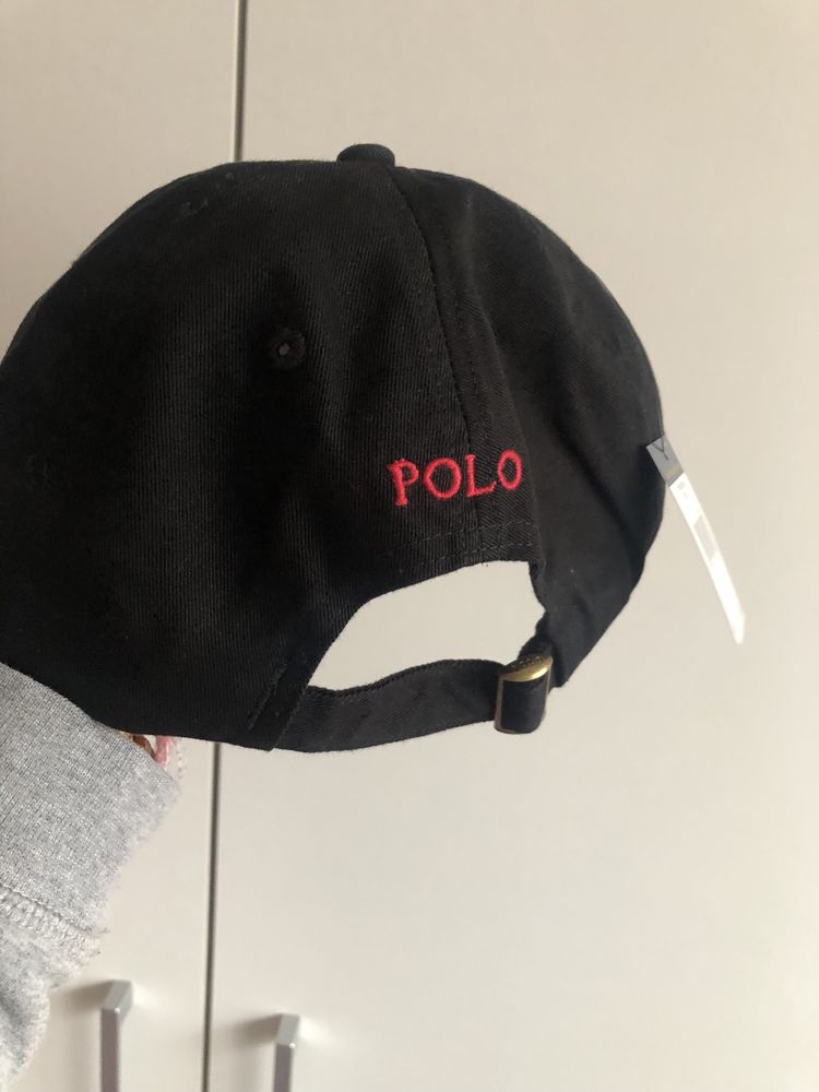 Bone preto simbolo vermelho Ralph Lauren