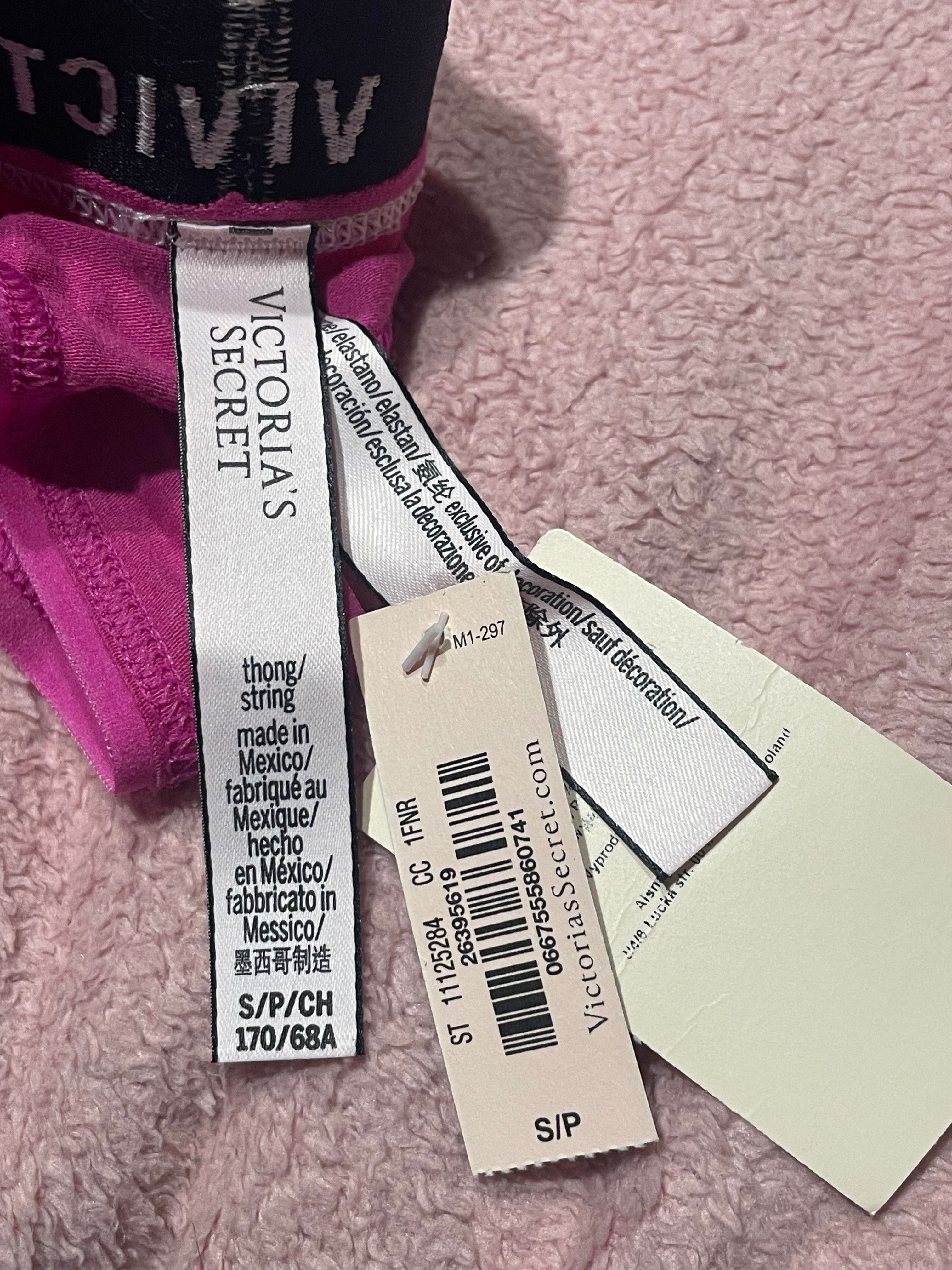 Majtki Victoria’s secret różowe stringi s nowe z metką thong logowane