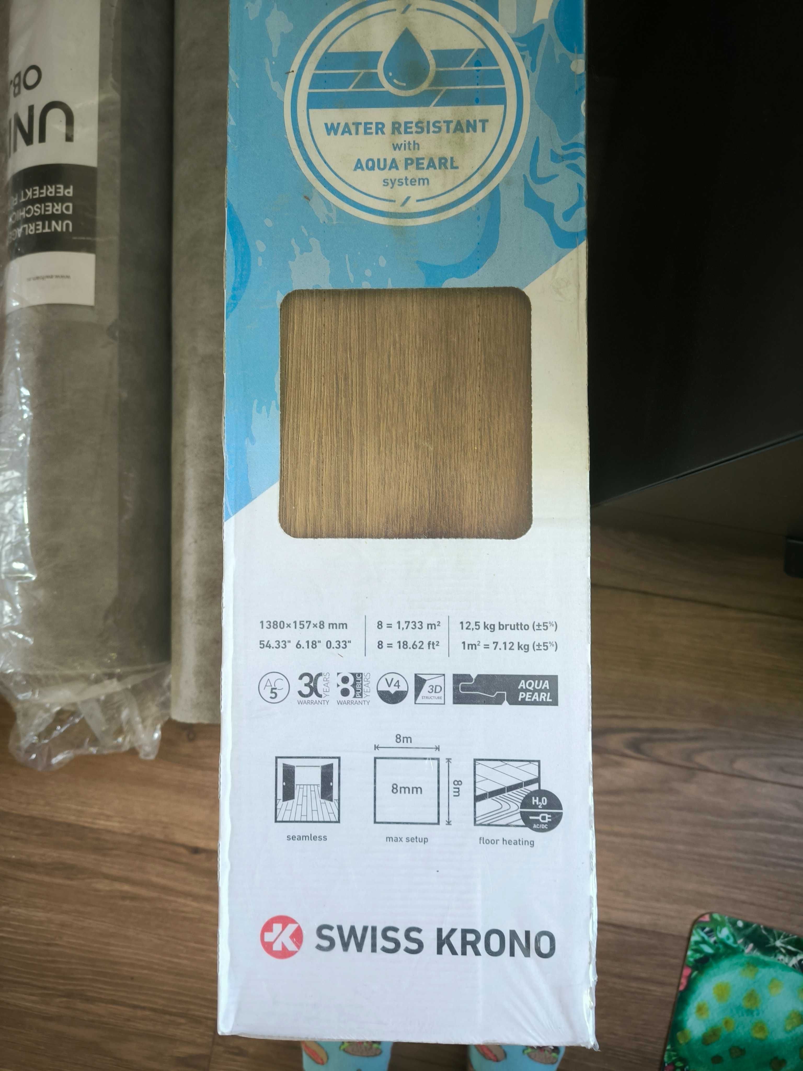 Nowe panele Swiss krono dąb Brownie AC5, 8,5m2 + podkład 18mm 8m2