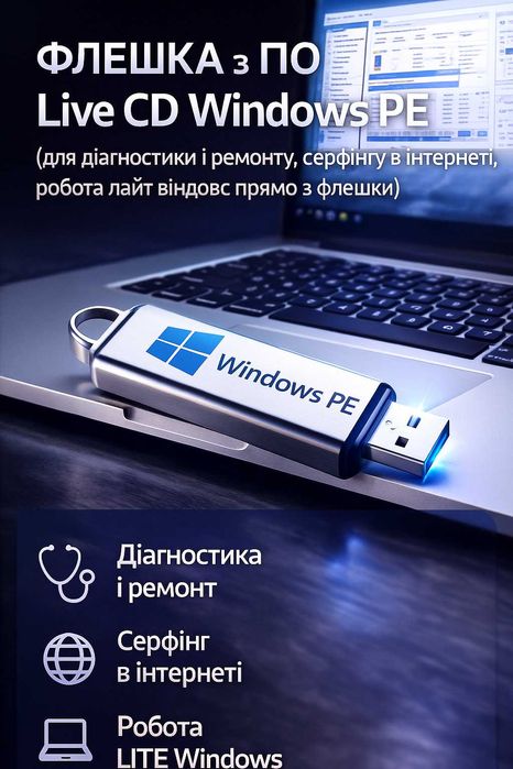 Загрузочна флеwка Ноутбук, ПК\діагностика\настройка Live CD Windows PE