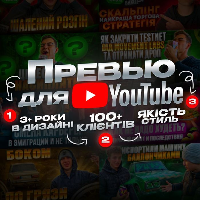 Прев'ю |Превью з високим CTR  |YouTube |Обкладинка| Обложка |Баннер |